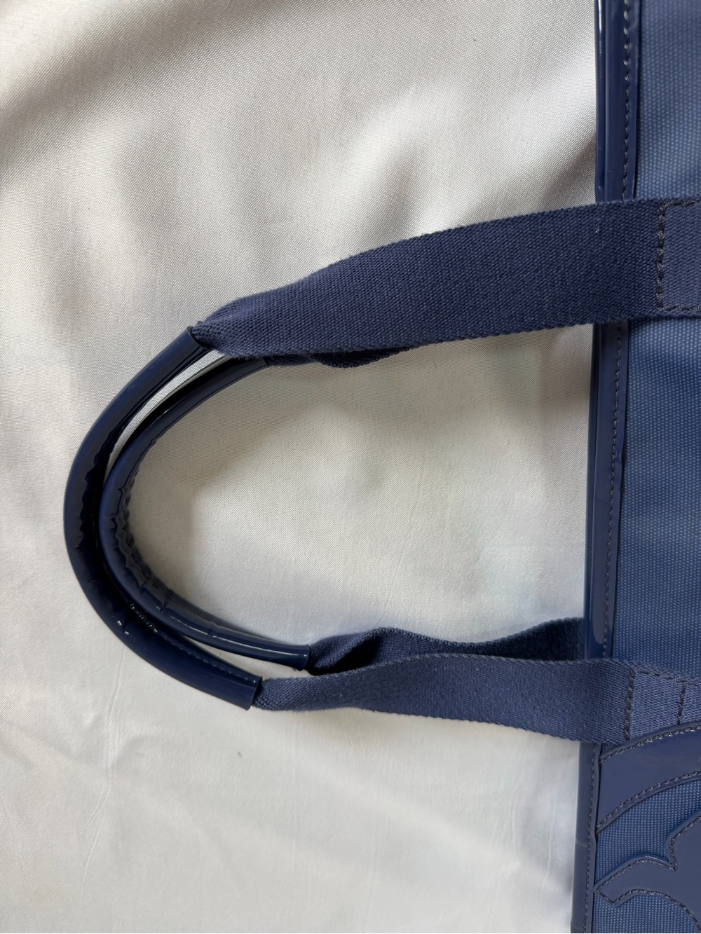 Tory Burch Navy Tote with Patent Logo Detail - Picture 7 of 10